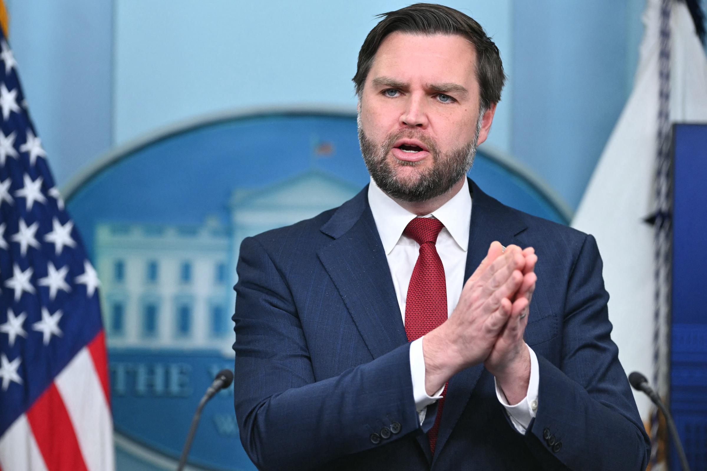 US Vice President JD Vance speaks during a press briefing in the Brady Briefing Room at the White House in Washington, DC on January 8, 2026 | Source: Getty Images