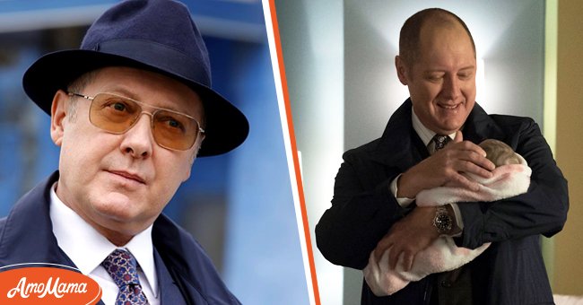 Photo of James Spader on the set of "The Blacklist" [left], James Spader holding a newborn [right] | Source: Getty Images