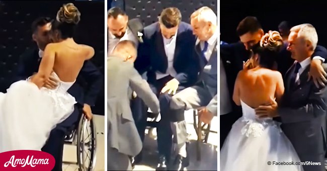 Paralyzed groom performs emotional wedding dance with help from his brother and dad