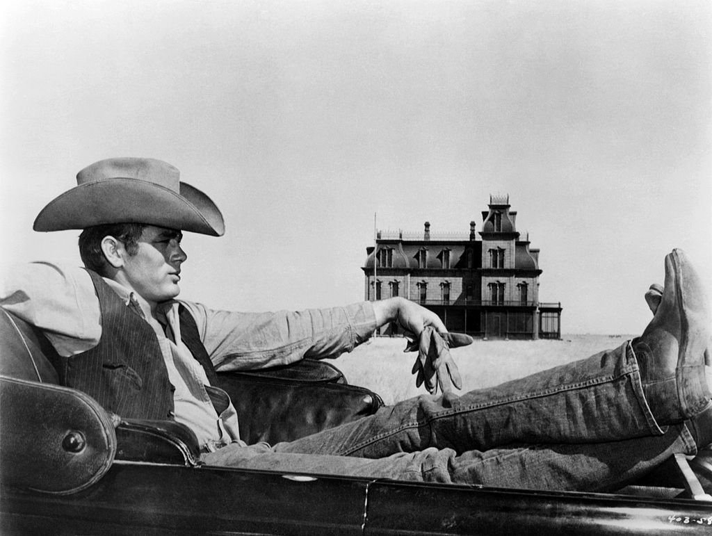 James Dean poses on the set of  'Giant' in 1955 in Marfa, Texas | Source: Getty Images