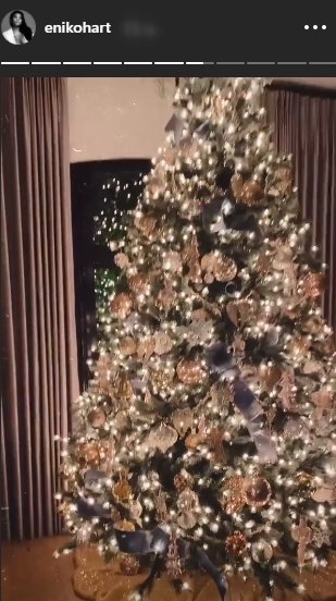 Eniko Hart shares a picture of a lit up christmas tree in her home. | Photo: Instagram/Enikohart
