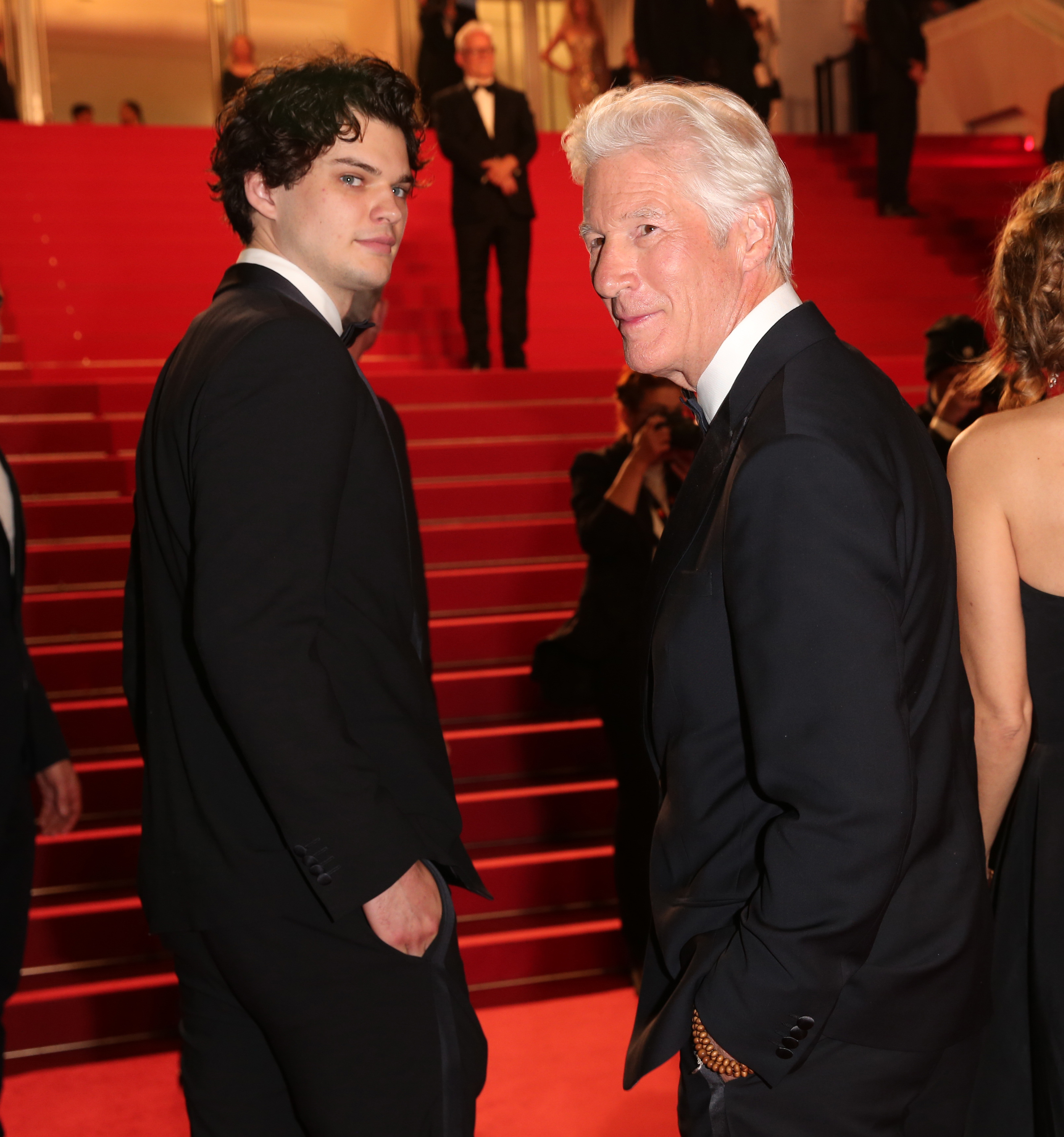 Homer James Jigme Gere and Richard Gere on the "Oh, Canada" red carpet during the 77th annual Cannes Film Festival in Cannes, France on May 17, 2024 | Source: Getty Images