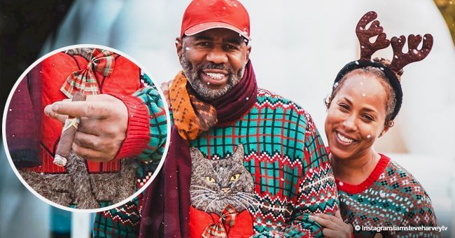 Steve Harvey shares pic with wife Marjorie in matching sweaters after saying he's smoking 89 cigars