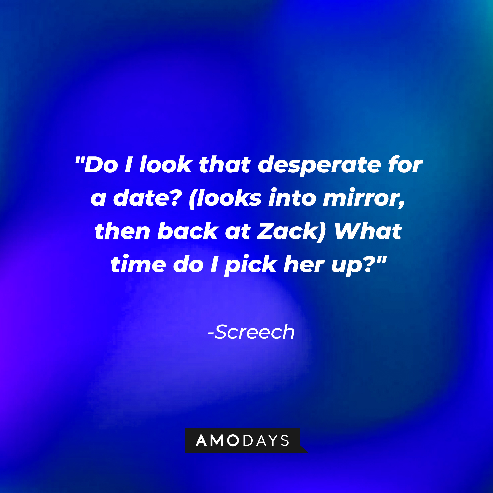 Screech with his quote,  "Do I look that desperate for a date? (looks into mirror, then back at Zack) What time do I pick her up?" | Source: youtube.com/SavedbytheBell