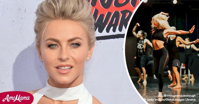 Julianne Hough flaunts her envious abs and visible ribs during a dance routine