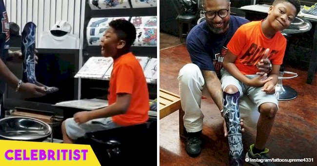 Tattoo artist surprises little kid with 'Black Panther'-themed prosthetic leg in viral video