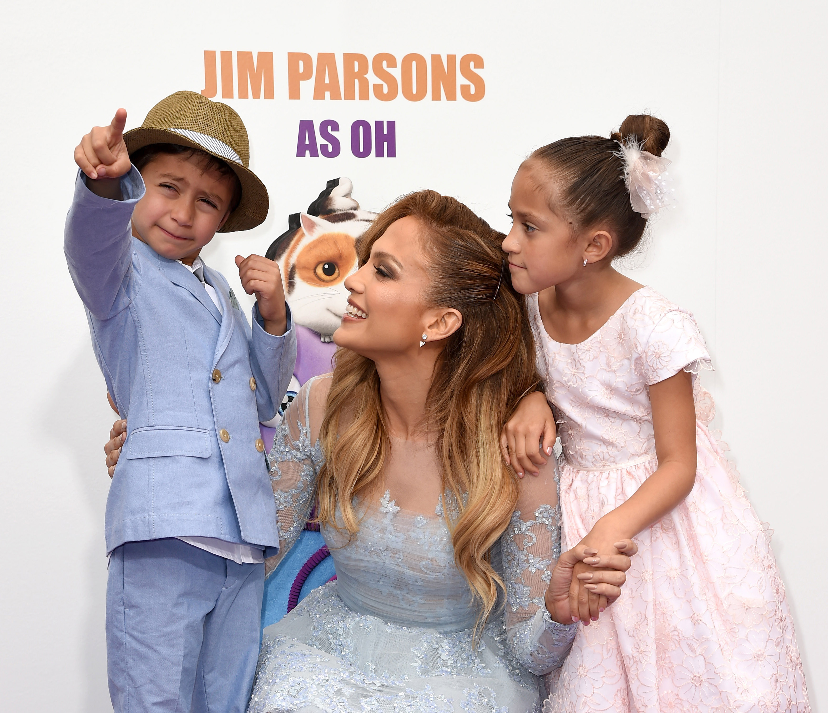 Jennifer Lopez with daughter Emme and son Max attend the premiere of "HOME" on March 22, 2015 | Source: Getty Images