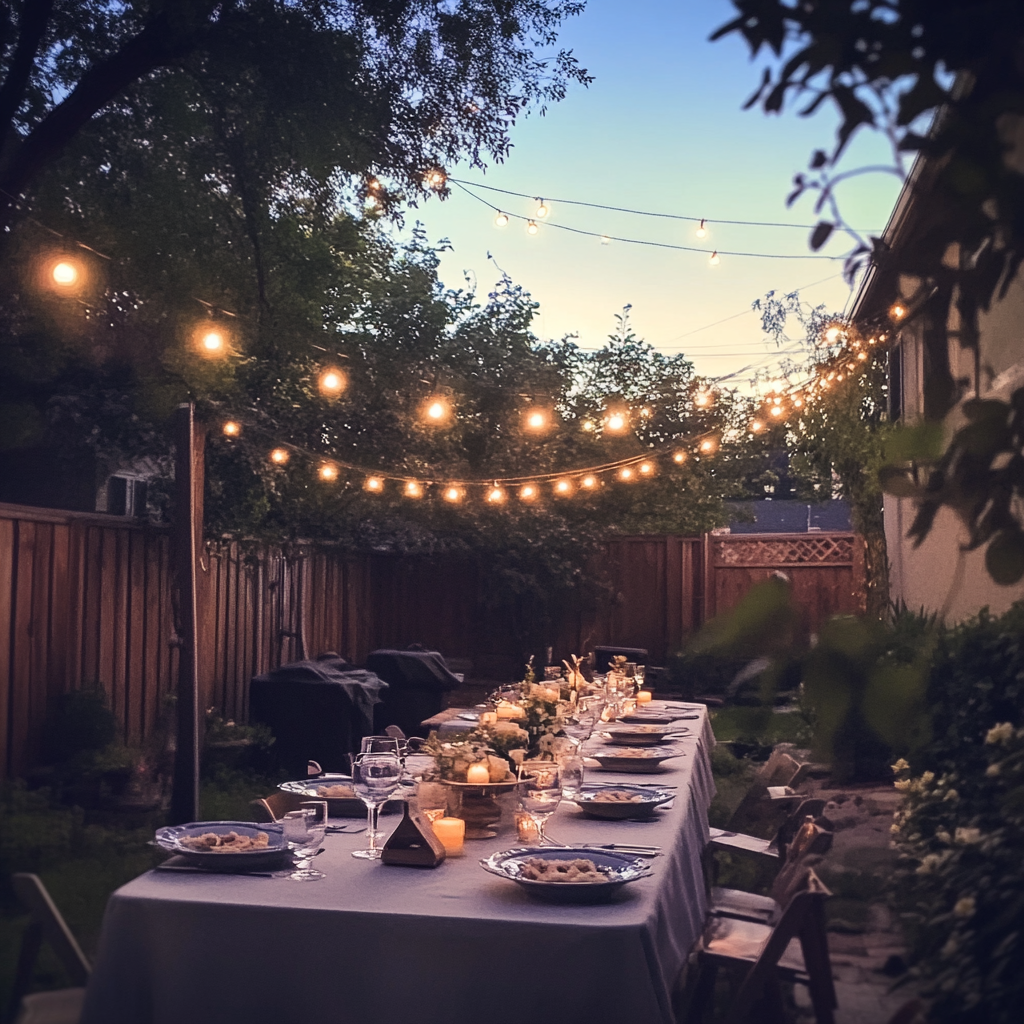 An outdoor dinner setting | Source: Midjourney