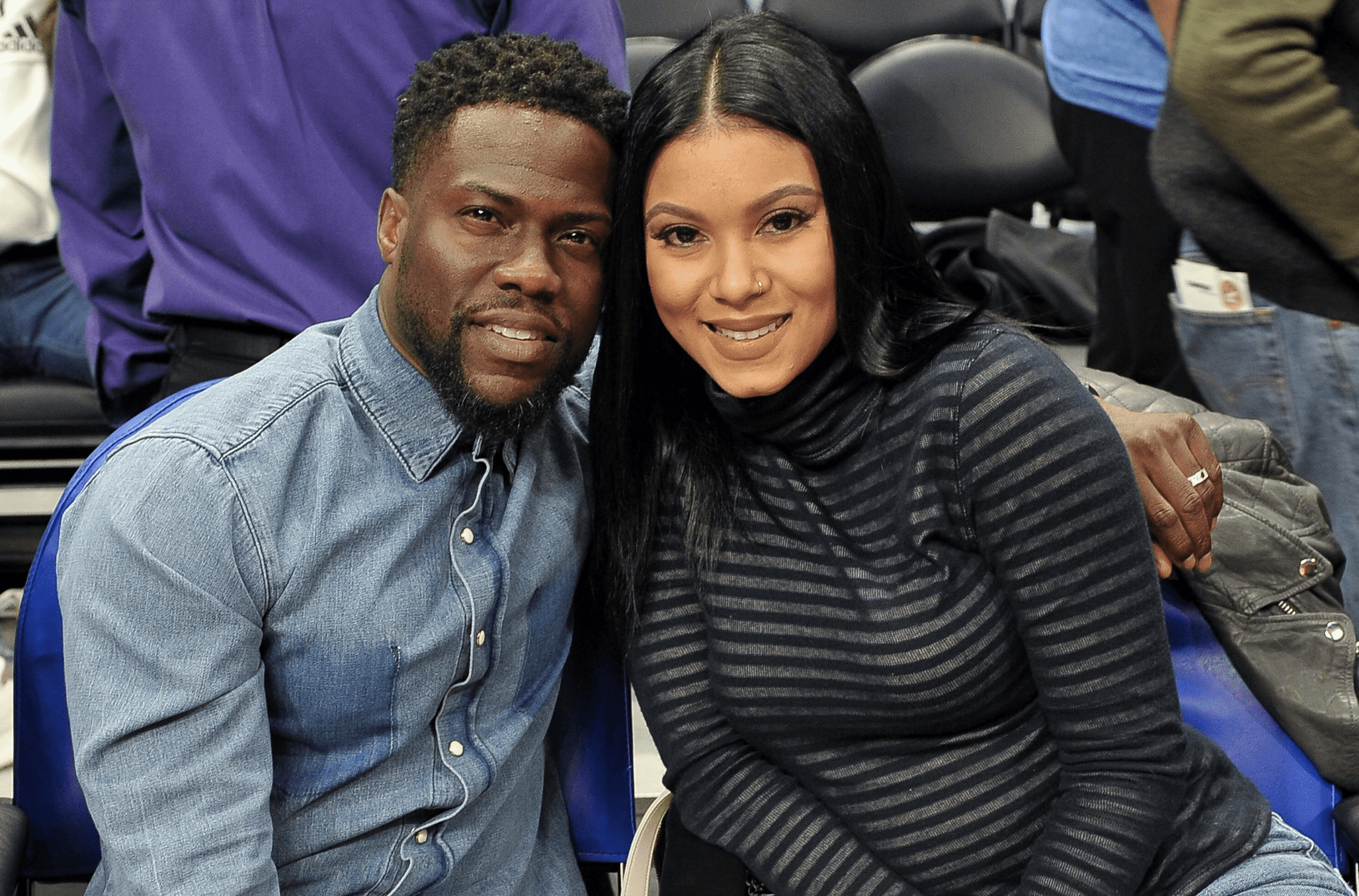 Kevin Hart and Eniko Parrish at a basketball game at Staples Center on January 22, 2018 in Los Angeles, California. | Source: Getty Images