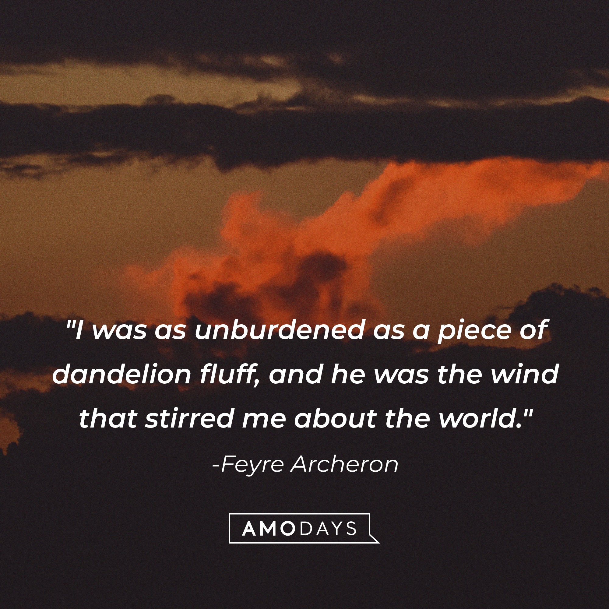  Feyre Archeron’s quote: "I was as unburdened as a piece of dandelion fluff, and he was the wind that stirred me about the world." | Image: AmoDays