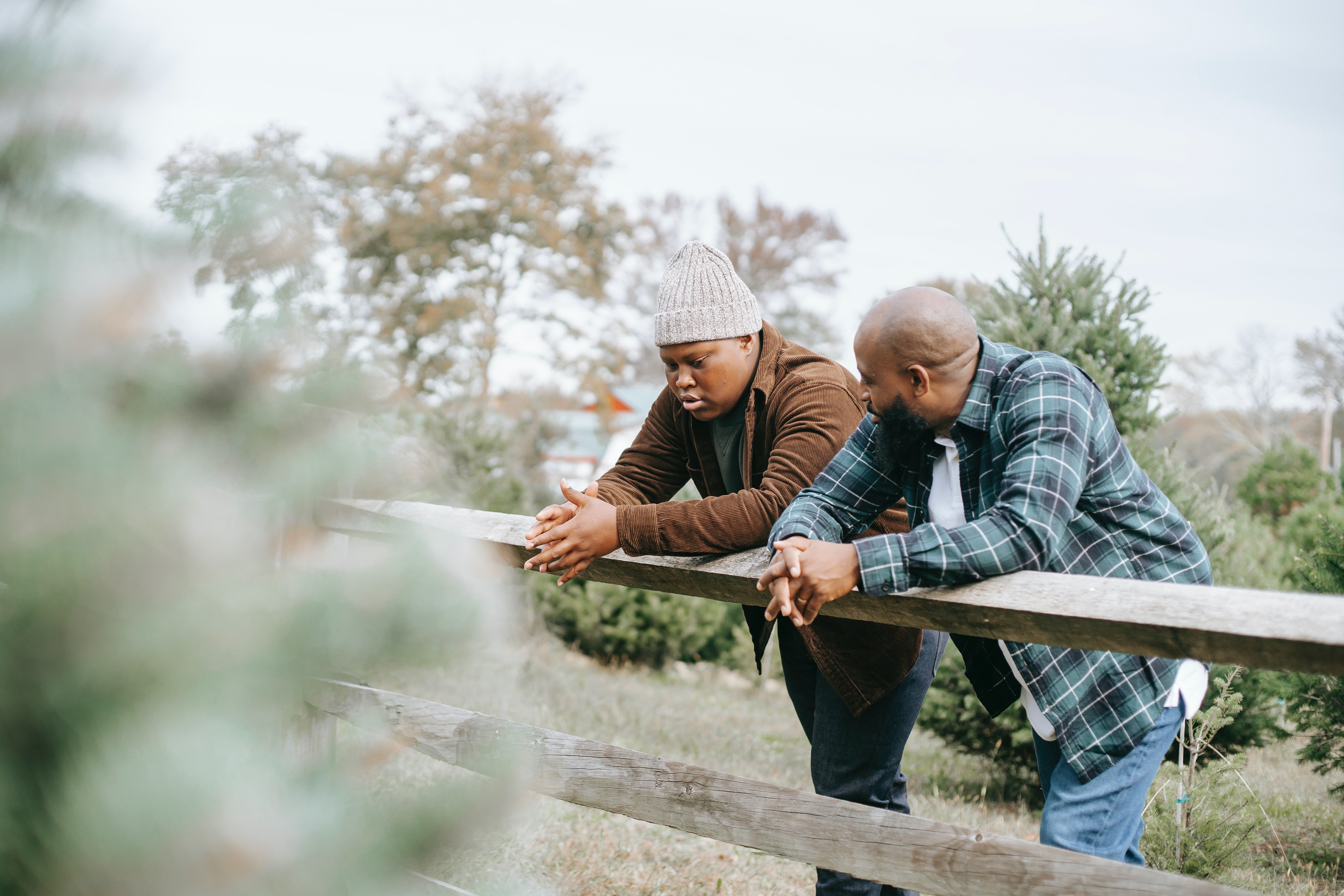 Black father conversing with teen near fence on farmland | Photo: Pexels