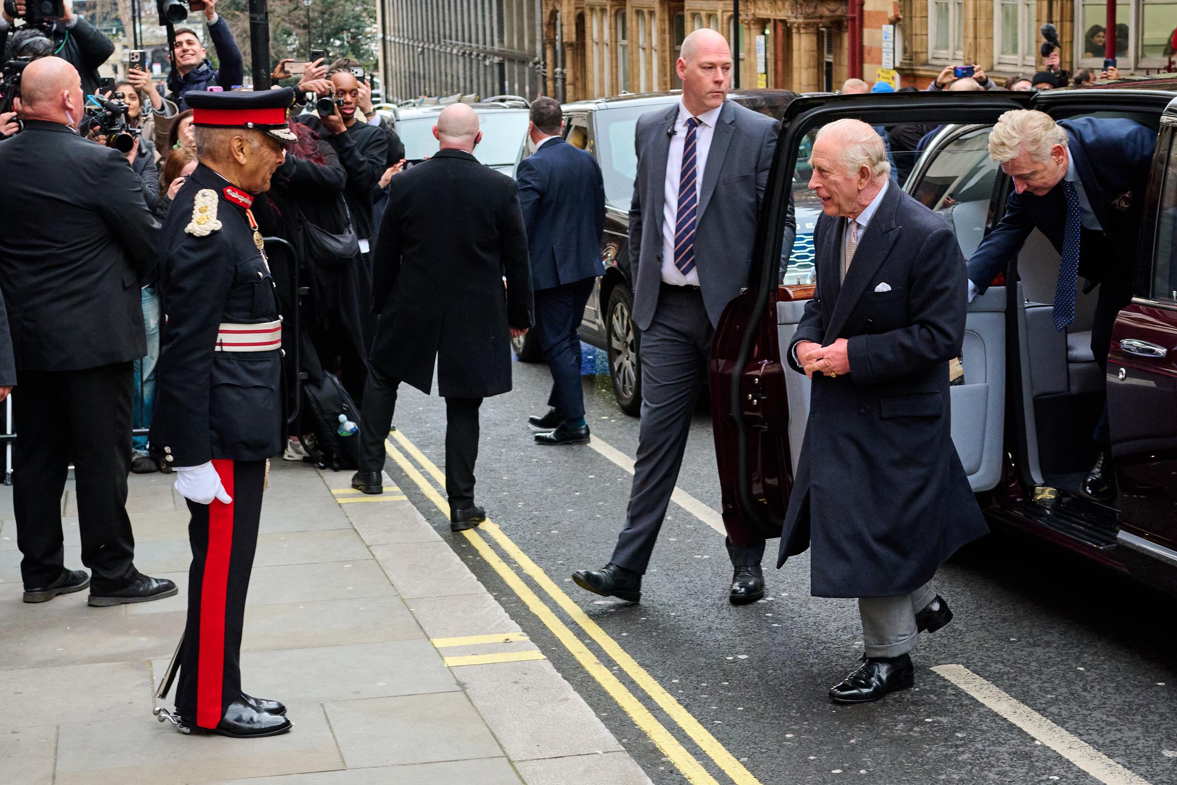 King Charles III at NEWGEN 180 The Strand on February 19, 2026 in London, England.  | Source: Getty Images
