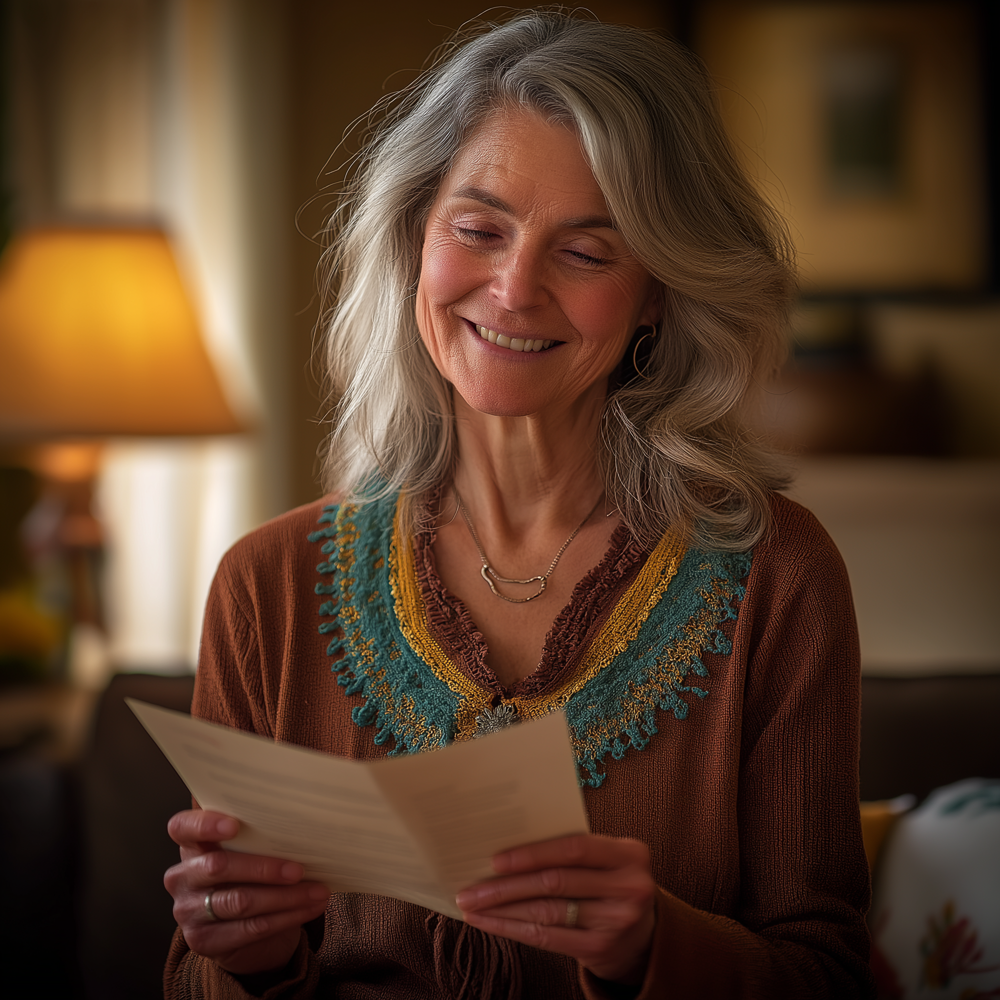 A senior woman reading a letter | Source: Midjourney