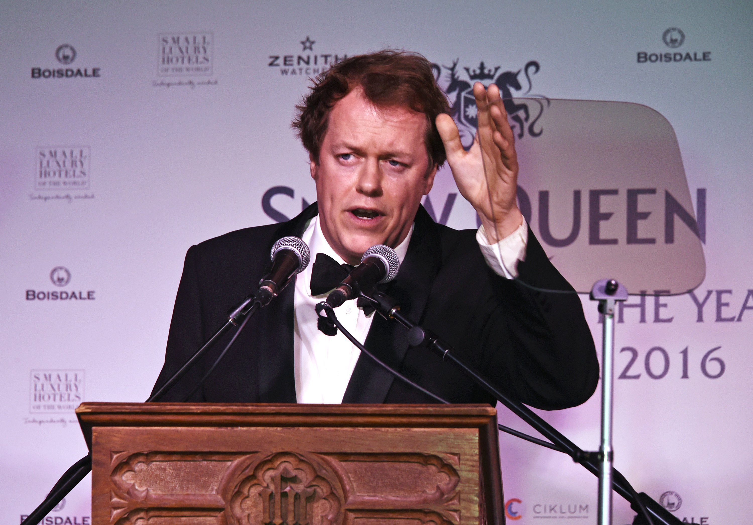 Tom Parker Bowles speaking at the Snow Queen Cigar Smoker of the Year awards at Boisdale of Canary Wharf on December 12, 2016 in London, England. | Source: Getty Images