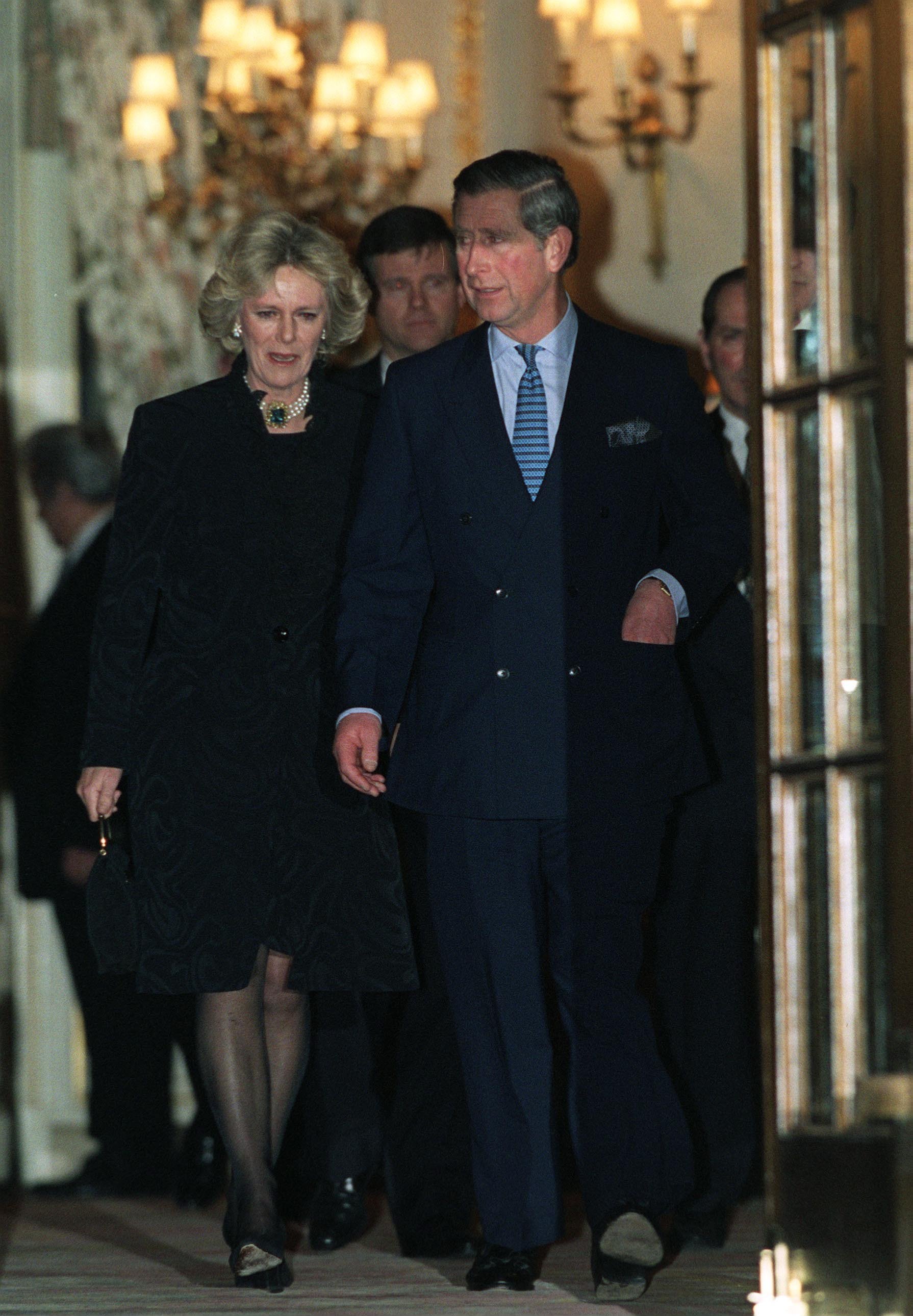 Prince Charles And Camilla Parker-Bowles Leaving The Ritz Hotel In London After Attending A 50th Birthday Party For Camilla's Sister on January 28, 1999 | Source: Getty Images