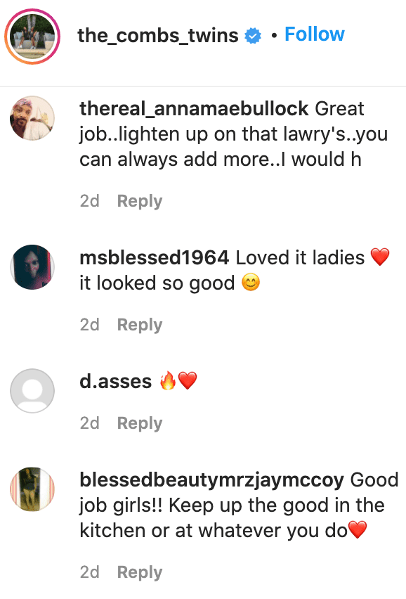 Fans' comments on his twin daughters Jessie and D'Lila's post. | Source: Instagram/the_combs_twins