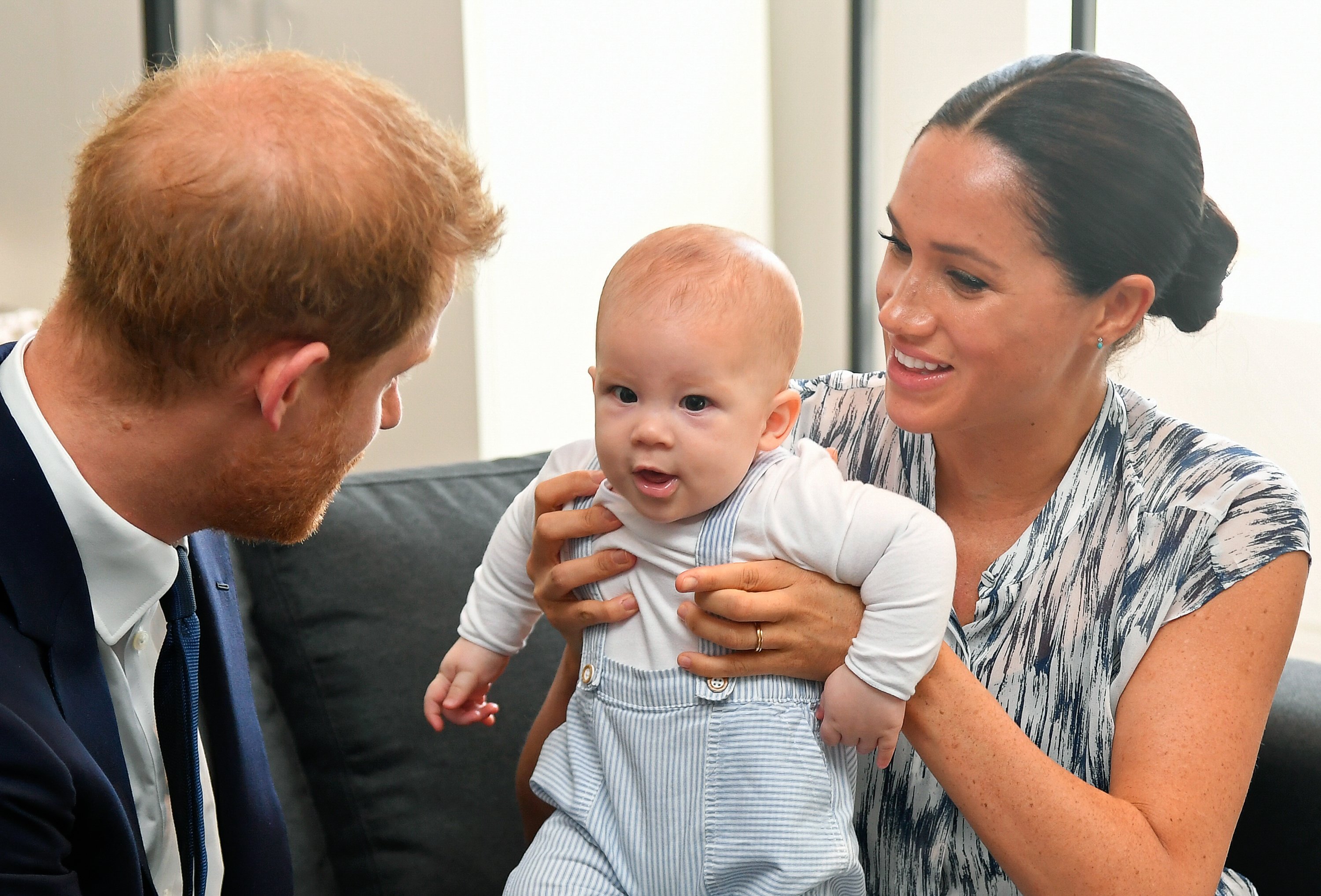 Prince Harry, Meghan Markle and their baby son Archie Mountbatten-Windsor at the Desmond & Leah Tutu Legacy Foundation during their royal tour of South Africa on September 25, 2019 in Cape Town, South Africa. / Source: Getty Images