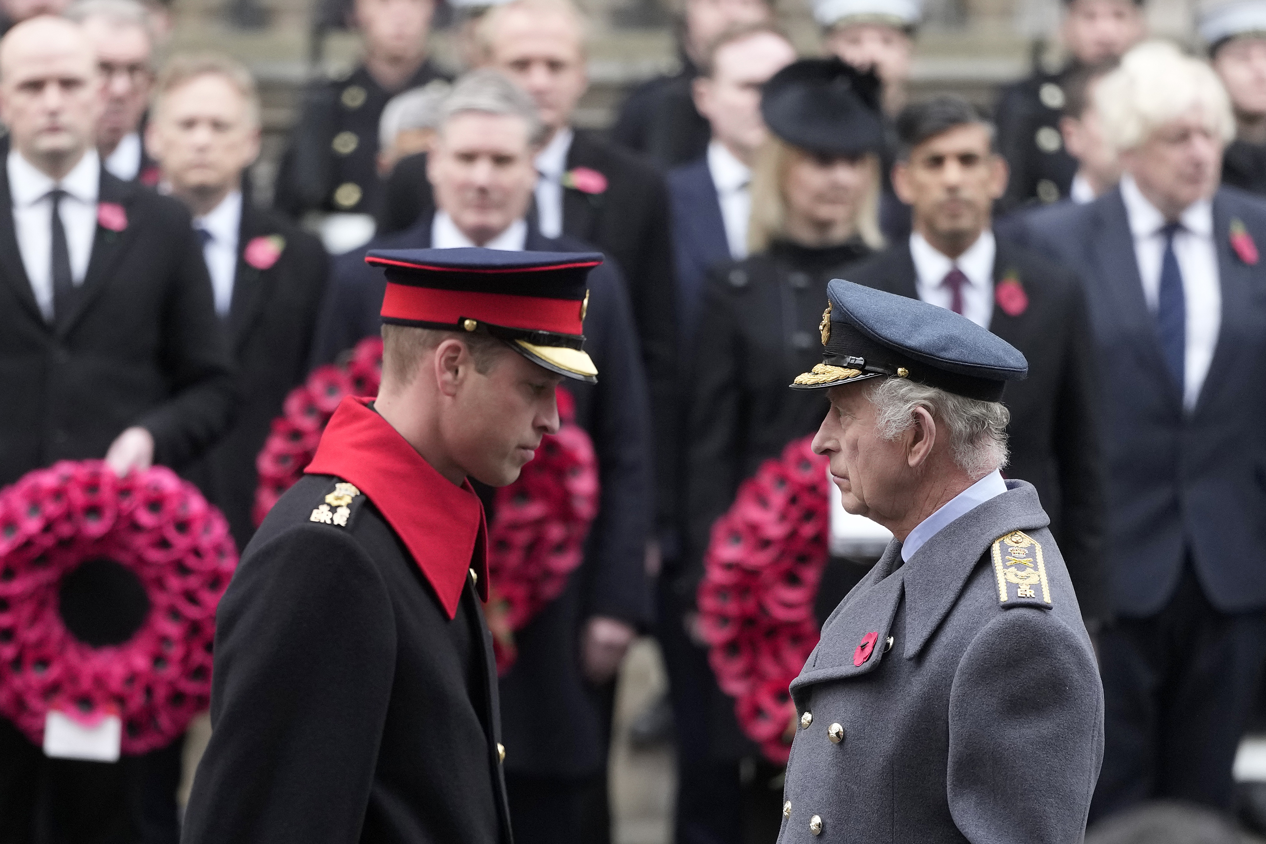 Prince William and King Charles III at the National Service of Remembrance at The Cenotaph on November 12, 2023 in London, England | Source: Getty Images