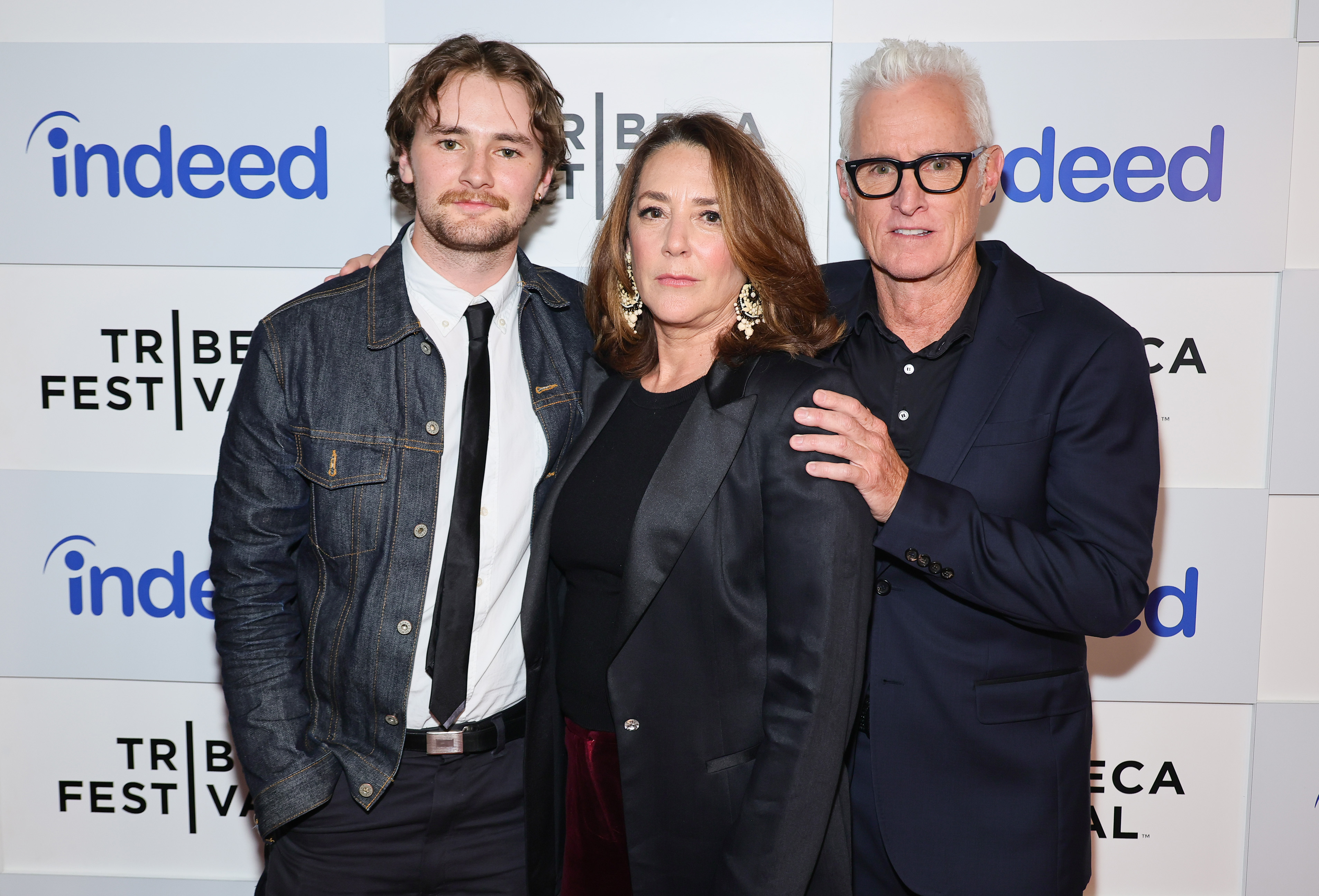 Harry Slattery, Talia Balsam, and John Slattery attend the 