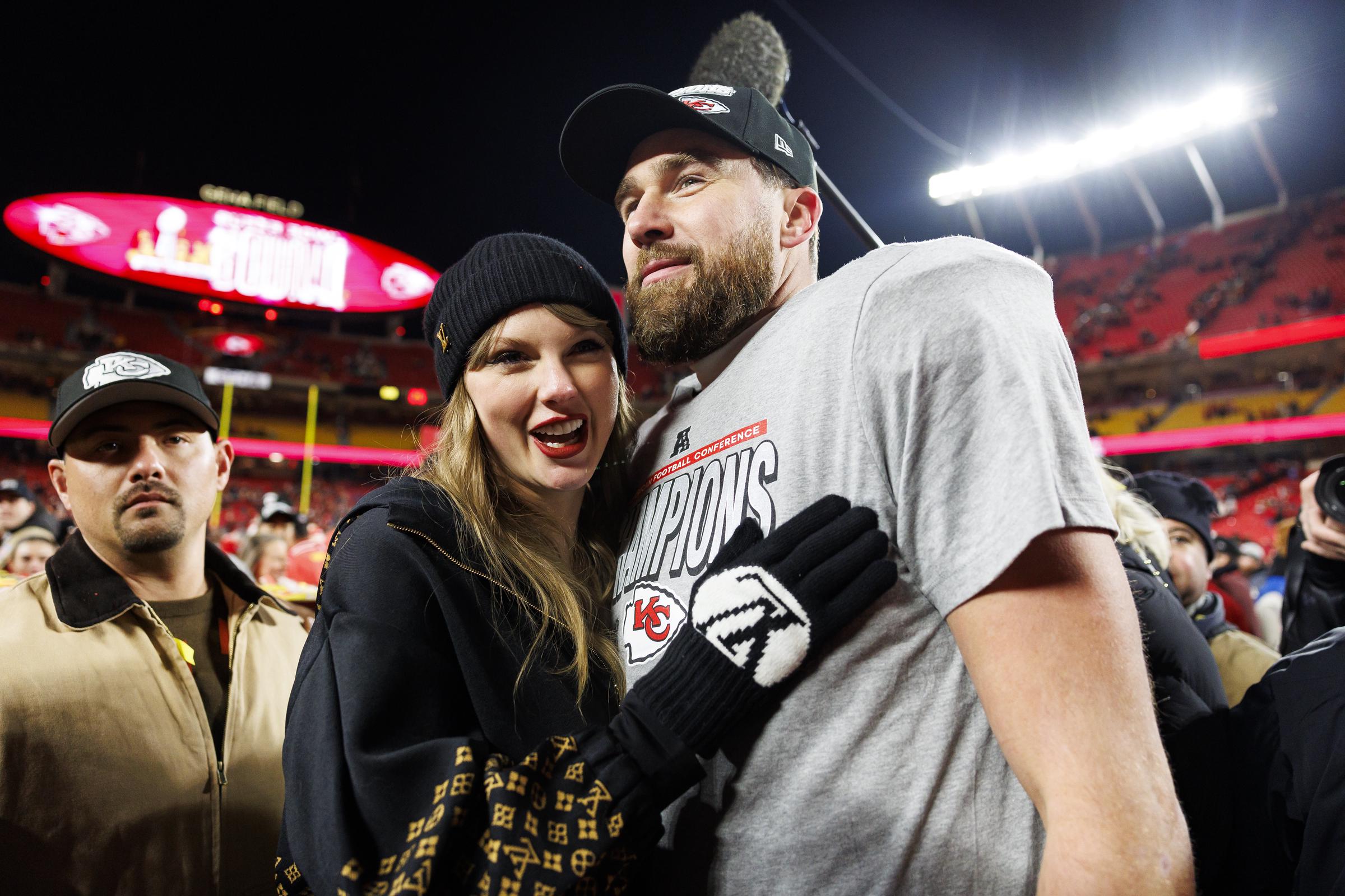 Taylor Swift celebrates Travis Kelce's team's AFC Championship game win | Source: Getty Images