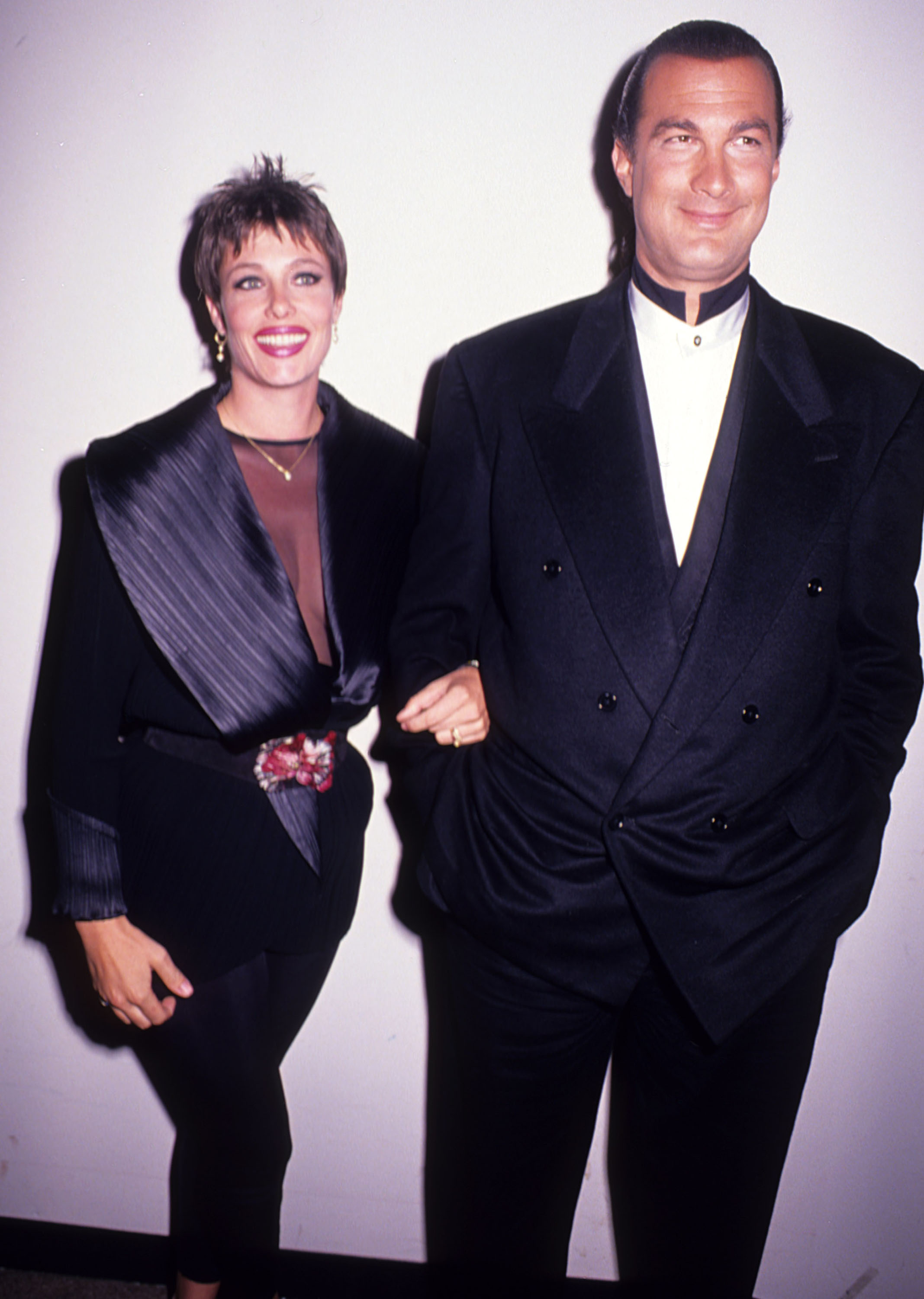 Kelly LeBrock and Steven Seagal at the film premiere of "Out for Justice," 1991 | Sources: Getty Images