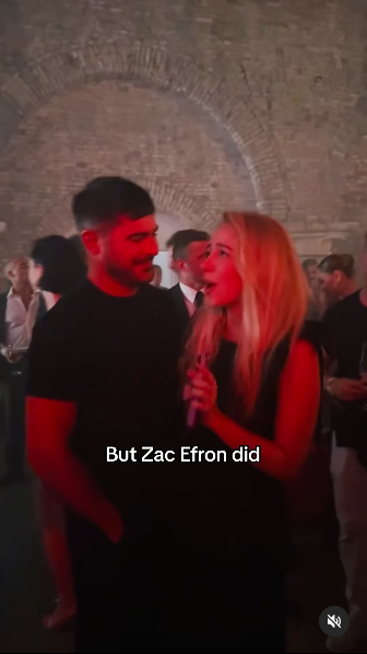 Zac Efron and Jessica Matarrelli talking at the Venezia Gala, posted on September 2, 2024 | Source: Instagram/seriallyblonde