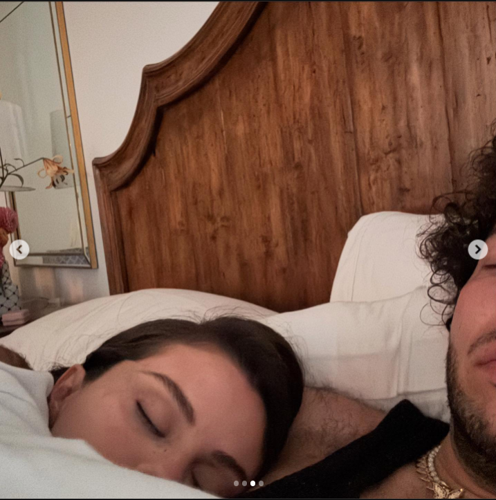 Selena Gomez sleeping in Benny Blanco's arms, from a post dated September 28, 2025 | Source: Instagram/itsbennyblanco