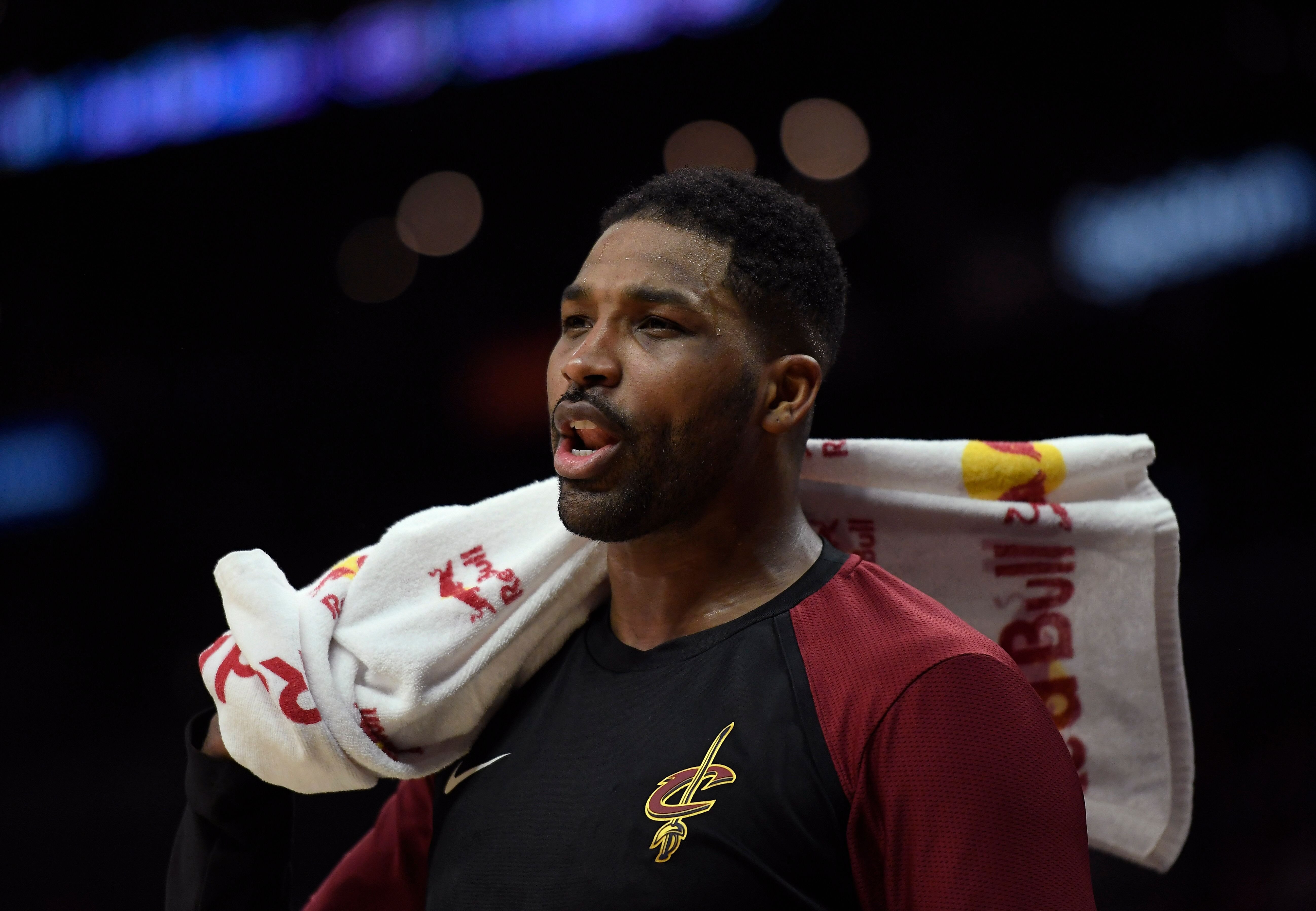 Tristan Thompson at a Cleveland Cavalier game | Source: Getty Images/GlobalImagesUkraine