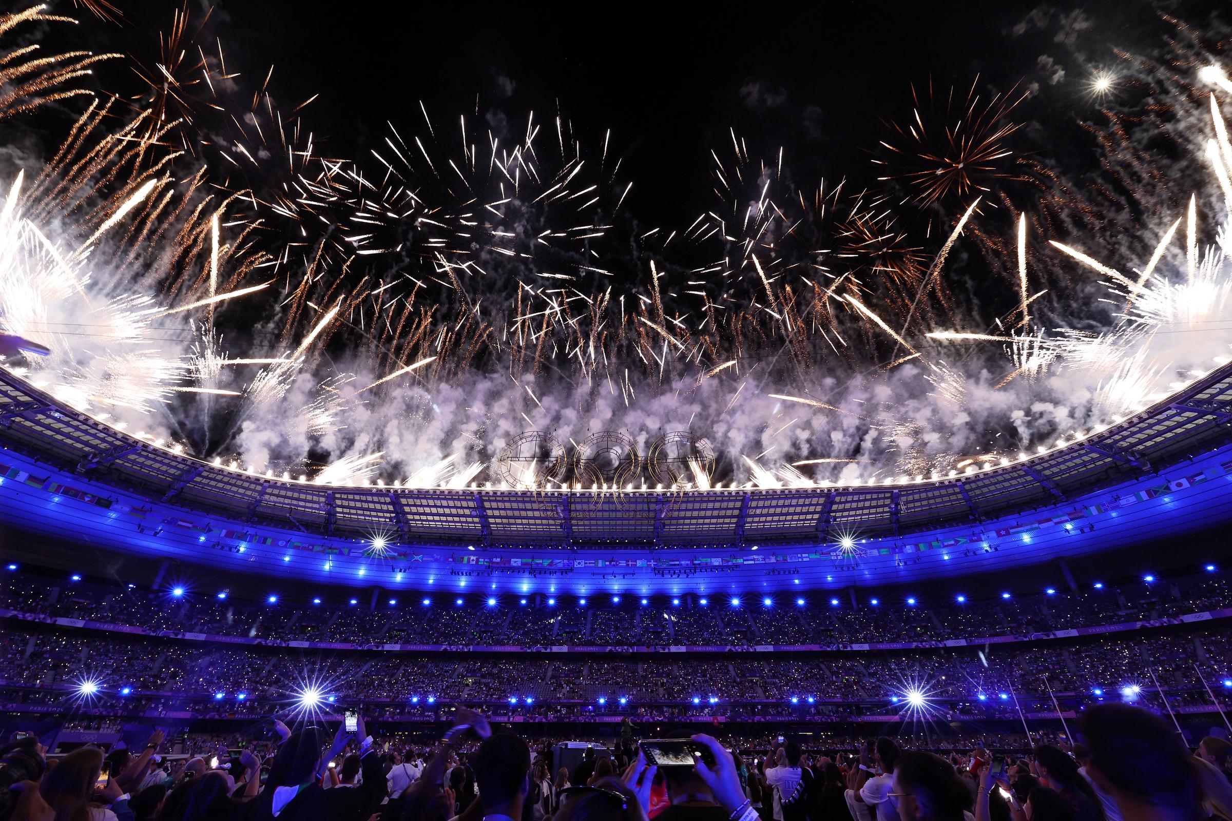 A general view of the inside of the stadium during the closing ceremony of the Paris 2024 Olympic Games on August 11, 2024, in Paris, France. | Source: Getty Images