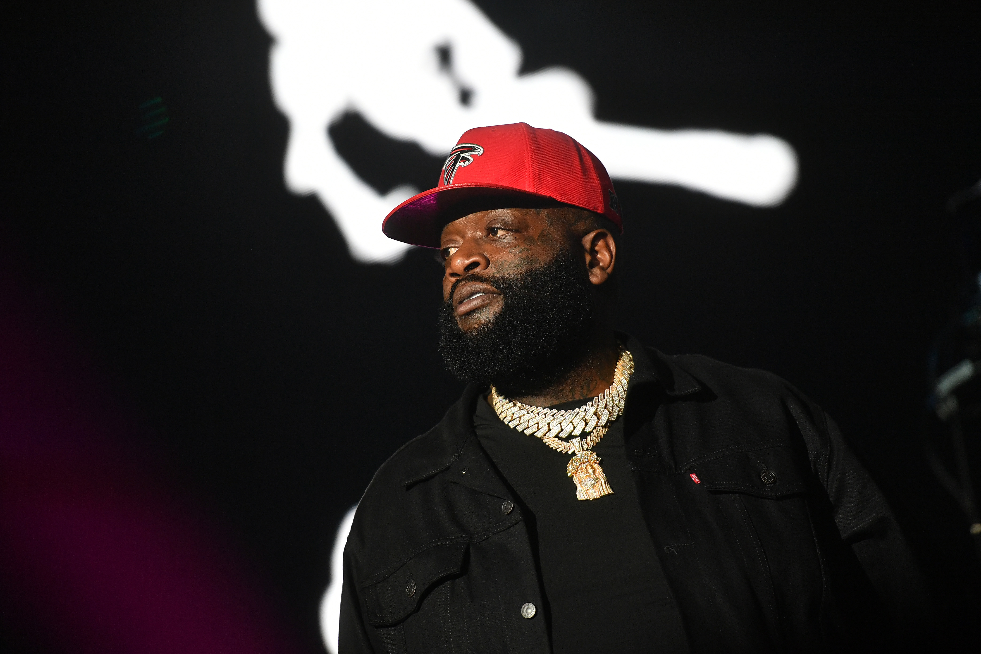 Rapper Rick Ross performs onstage during the Legendz Of The Streetz tour at State Farm Arena, on April 1, 2022, in Atlanta, Georgia. | Source: Getty Images