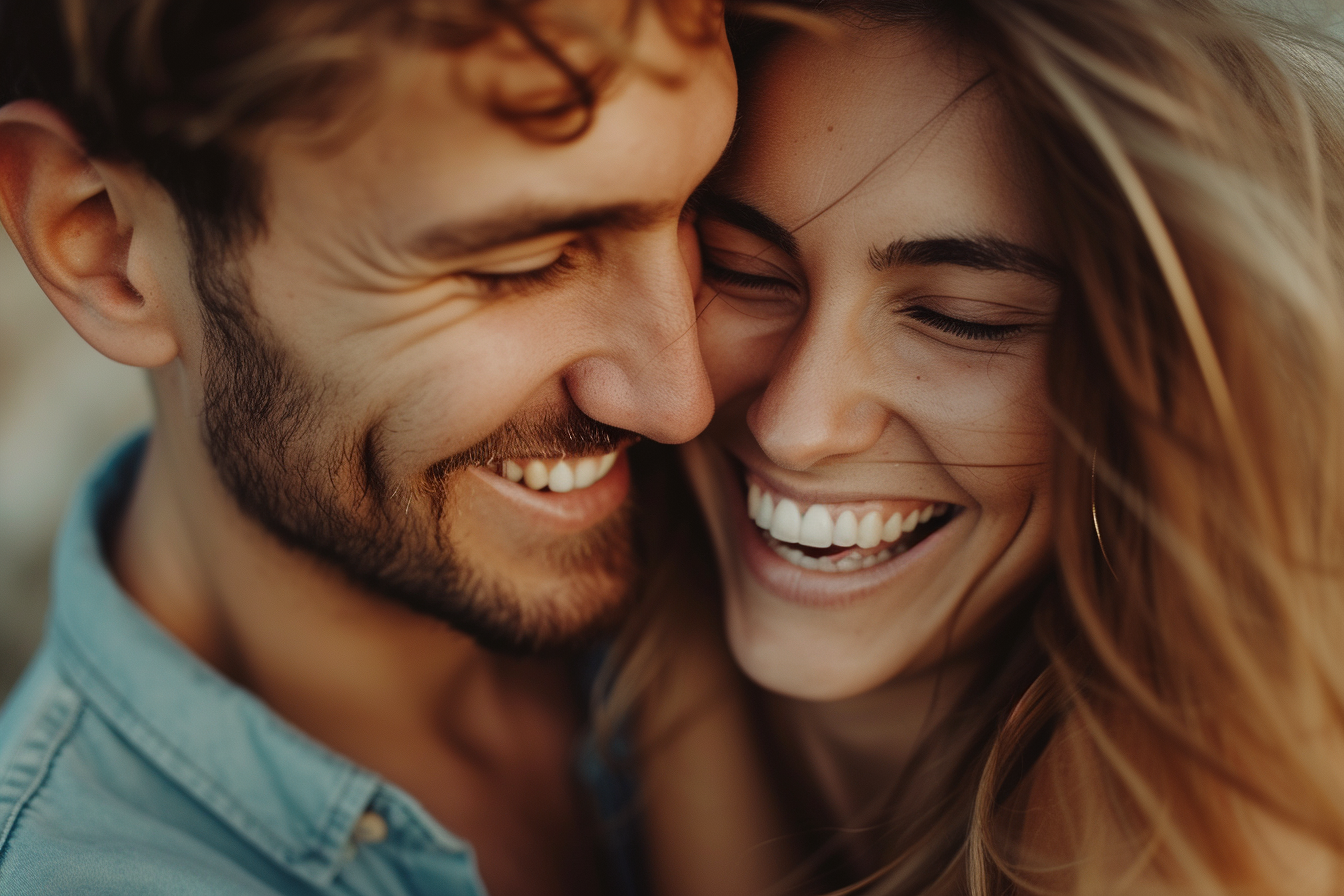 A young smiling couple | Source: Midjourney