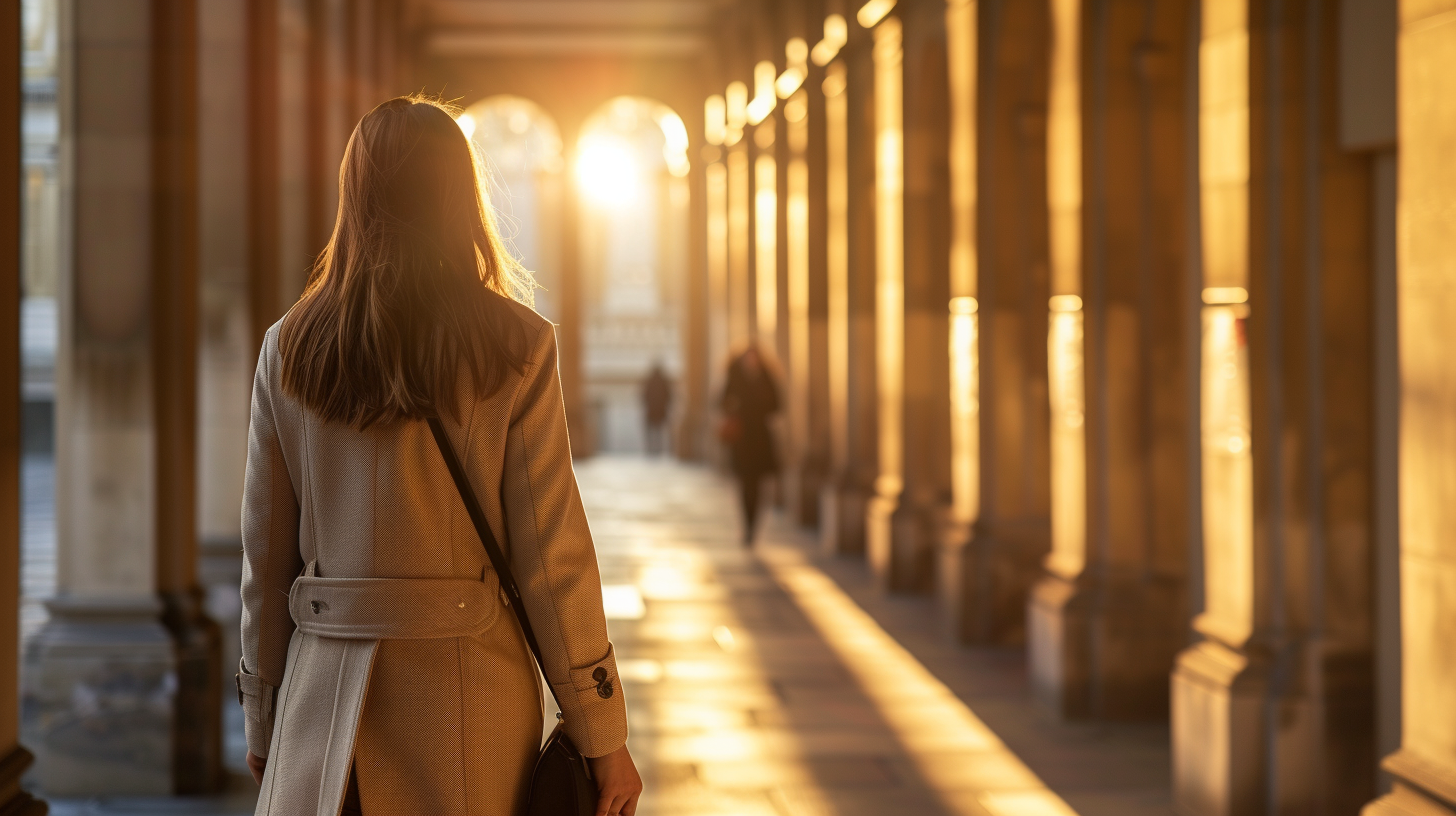 A woman walking away | Source: Midjourney