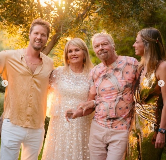 Richard Branson and Joan Templeman, with their children from a post dated November 26, 2025. | Source: Instagram/richardbranson