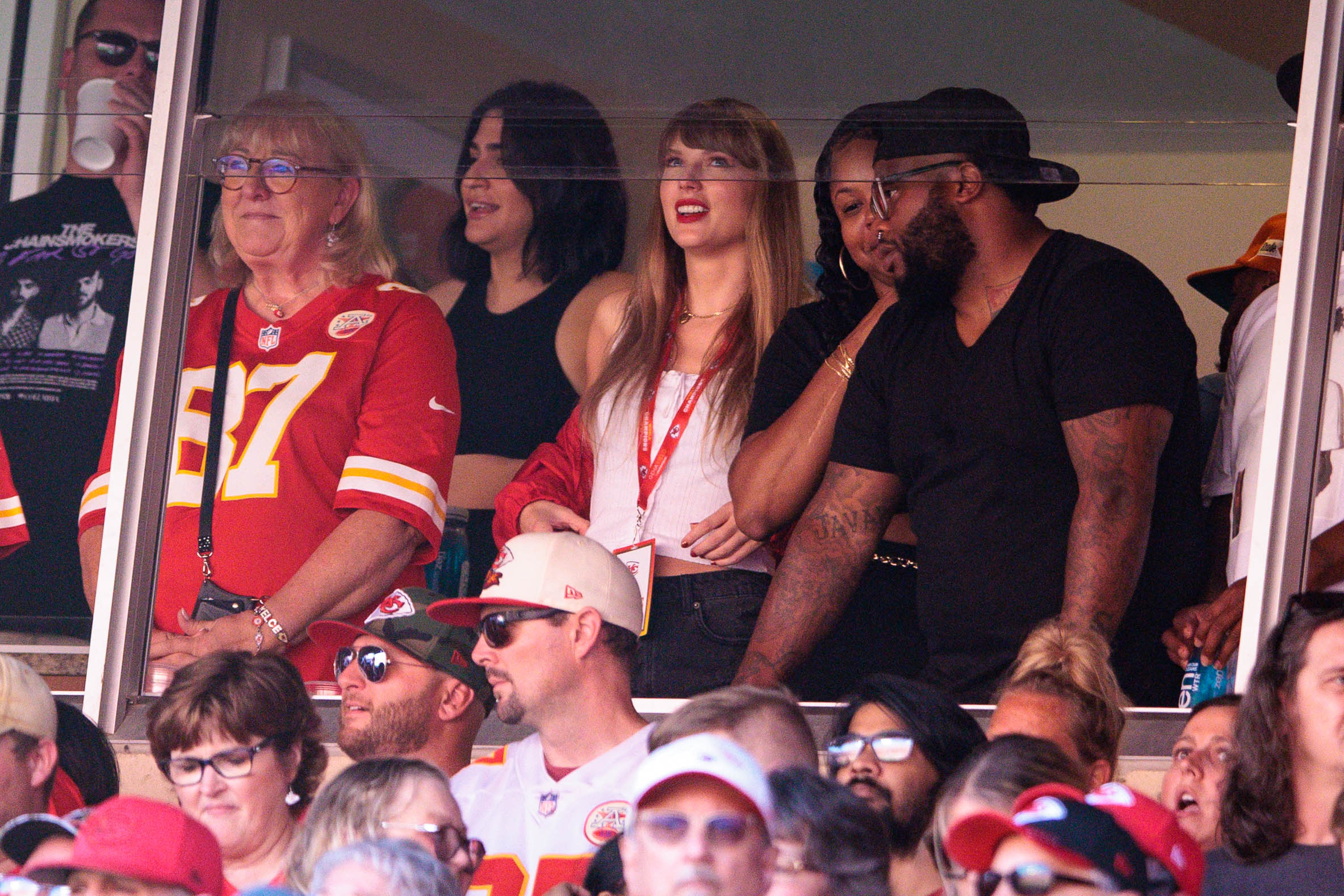 Taylor Swift watching Travis Kelce's game for the first time at Arrowhead Stadium on September 24, 2023 | Source: Getty Images