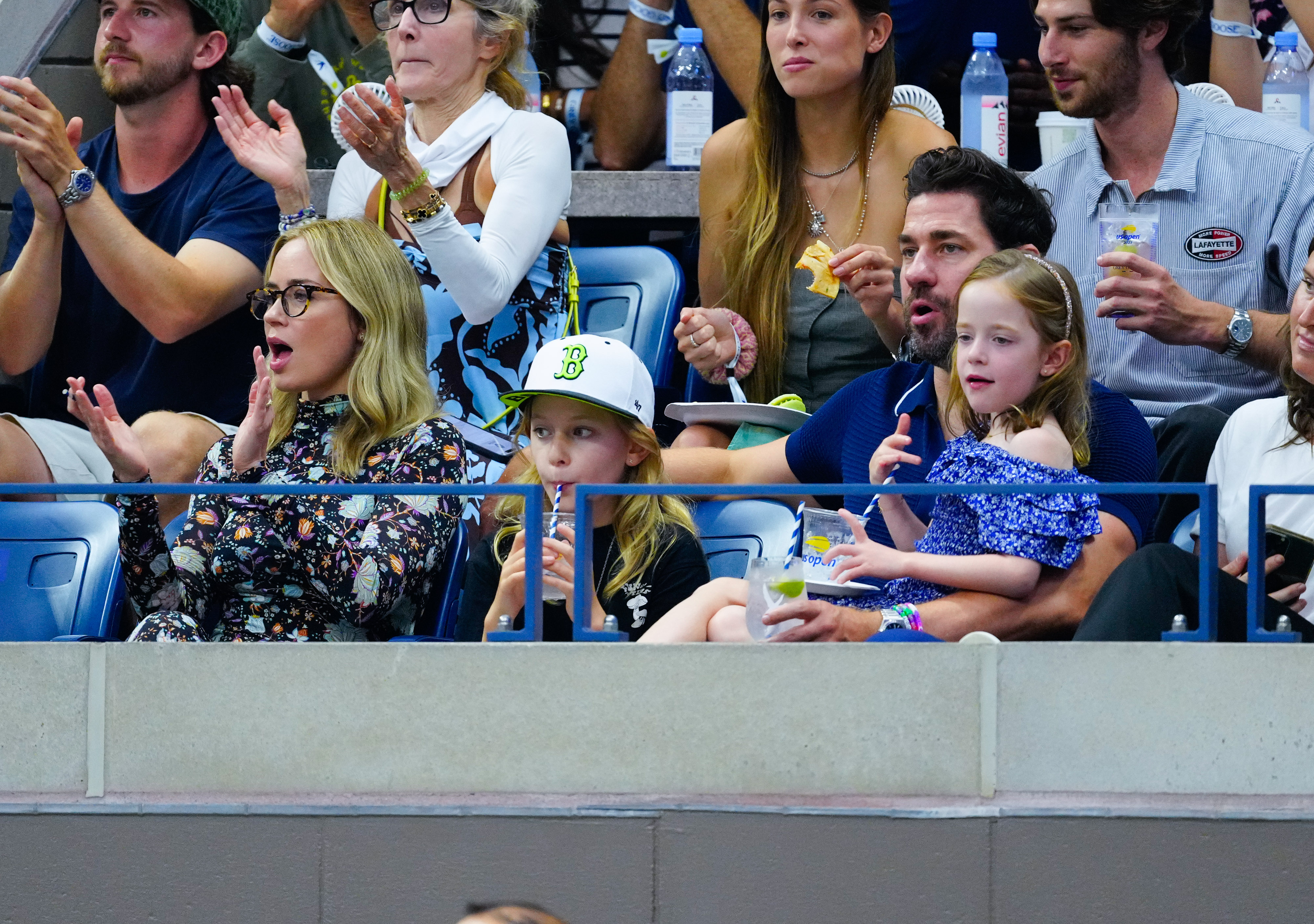 Emily Blunt and John Krasinski with their daughters Hazel and Violet at the 2023 US Open Tennis Championships in New York City | Source: Getty Images