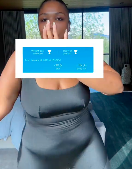 Lizzo dancing around after revealing her weight loss. | Source: TikTok/lizzo