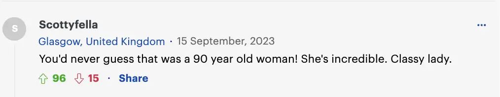Fan comment dated September, 2023 | Source: Daily Mail