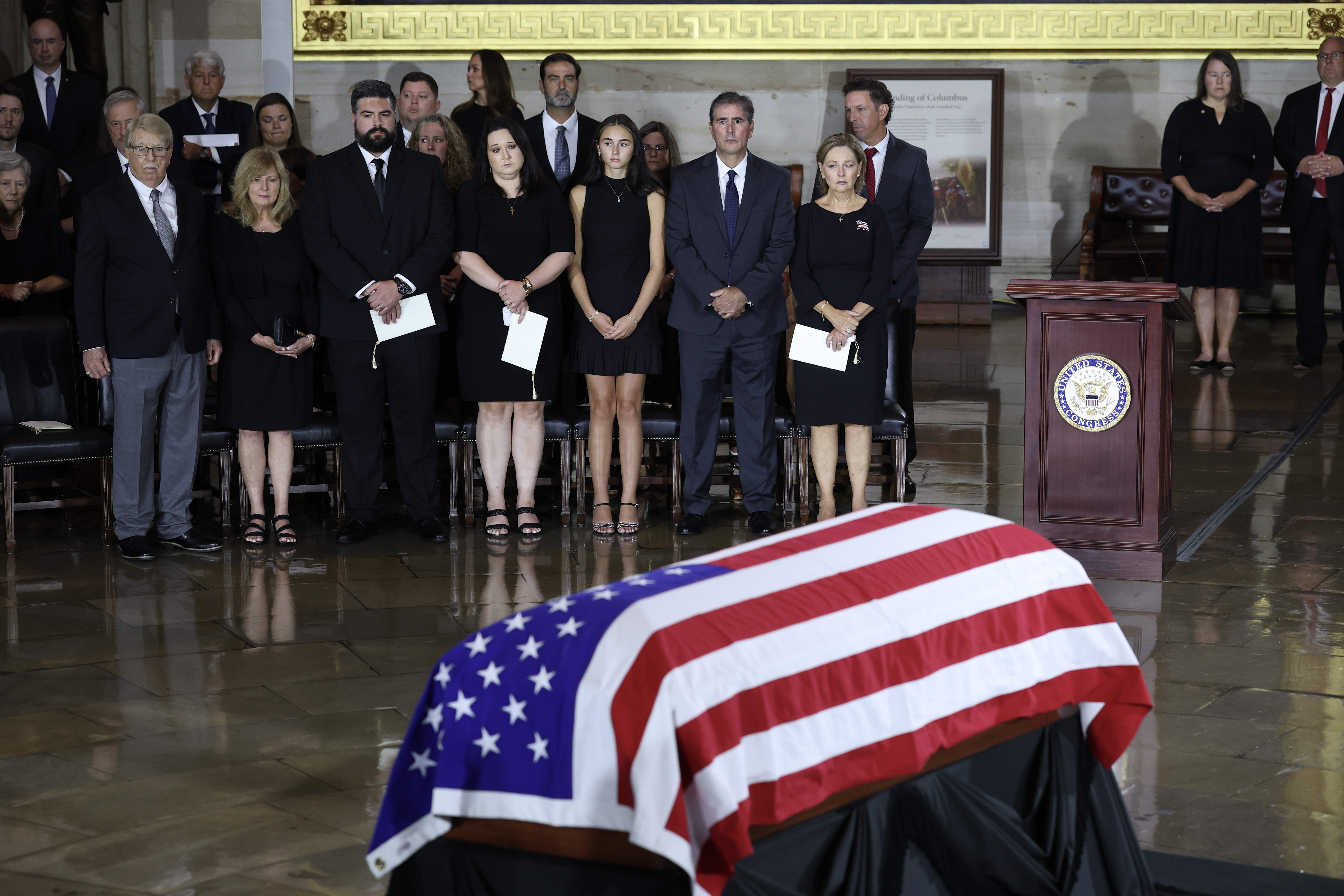 Graham's family joined colleagues and dignitaries during the formal Capitol tribute. After the public ceremonies, he was set to be buried privately in Pickens County, where he was born. | Source: Getty Images