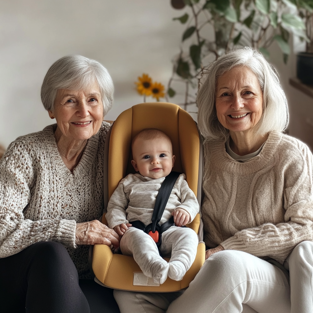 A baby with his grandmothers | Source: Midjourney