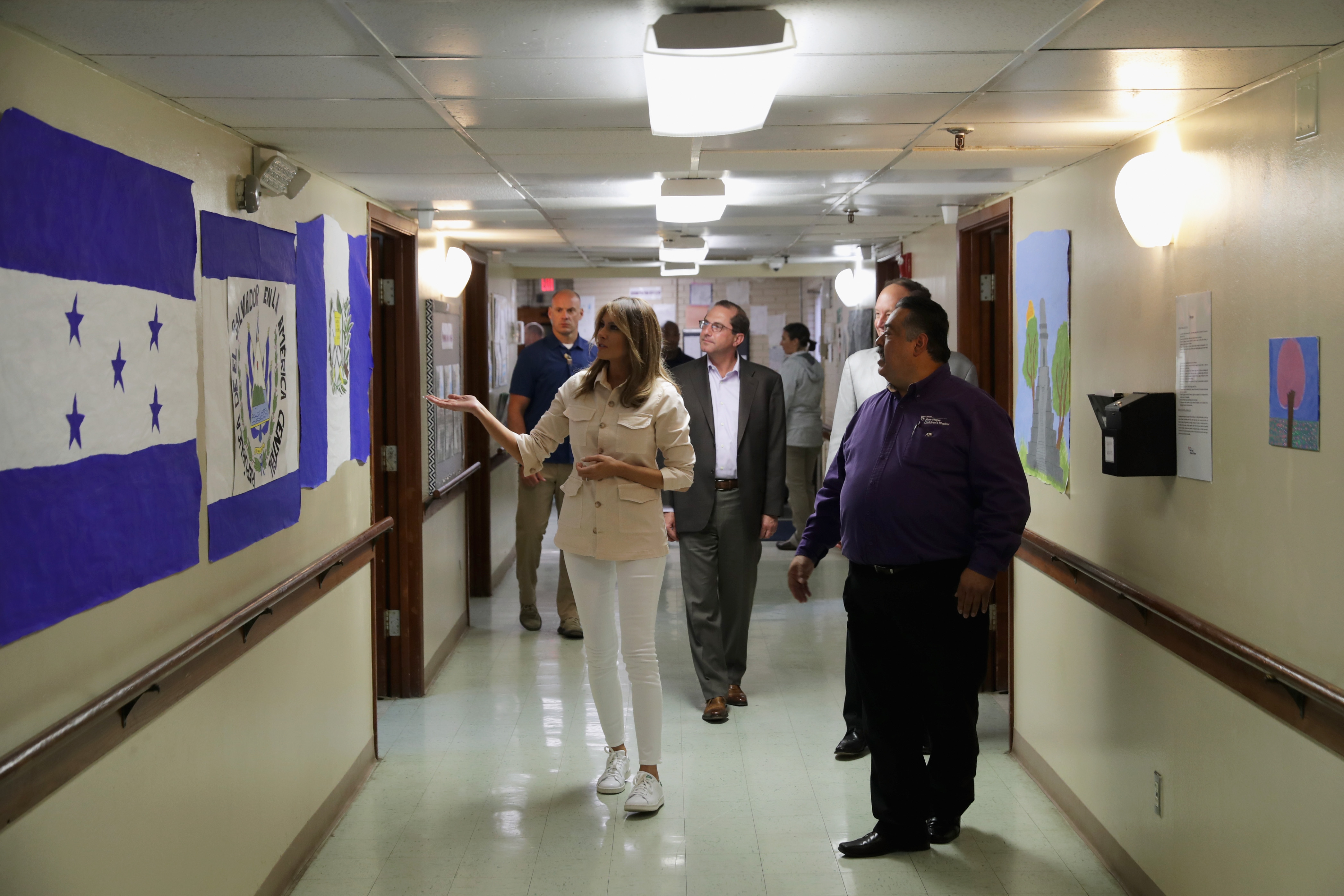 Melania Trump walks through the facility with program director Rogelio de la Cerda Jr. after a round table discussion with doctors and social workers at the Upbring New Hope Childrens Center on June 21, 2018 in McAllen, Texas | Source: Getty Images