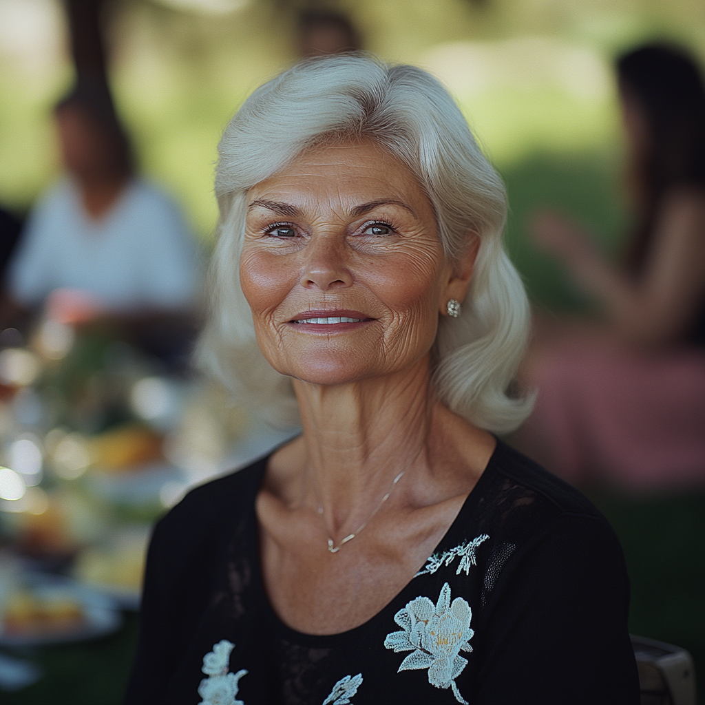 A smiling elderly woman | Source: Midjourney