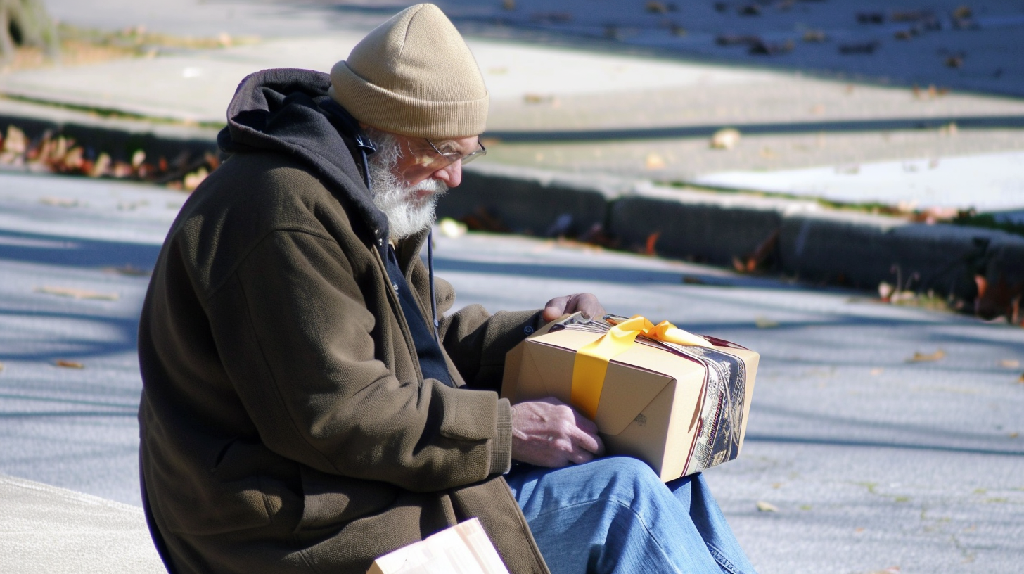 Old man with a gift | Source: Midjourney