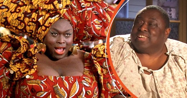 Left: Billi Gordon dressed as a drag queen in  the 1988 "Coming to America." Right: Billi Gordon dressed in a hospital gown.  | Photo: youtube.com/Roseanne Barr | twitter.com/dialmformovies