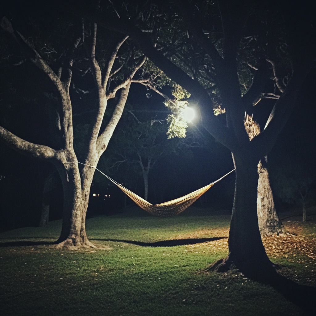 A still hammock between trees | Source: Midjourney