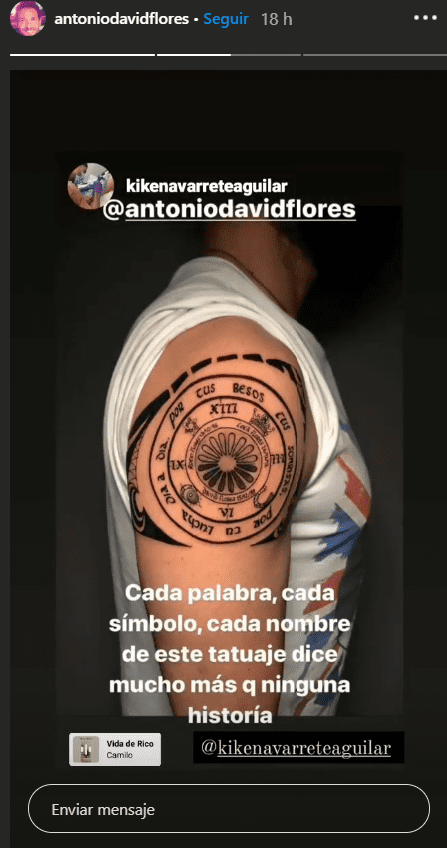 Tatuaje de Antonio David Flores. | Foto: Captura de las historias de Instagram/antoniodavidflores