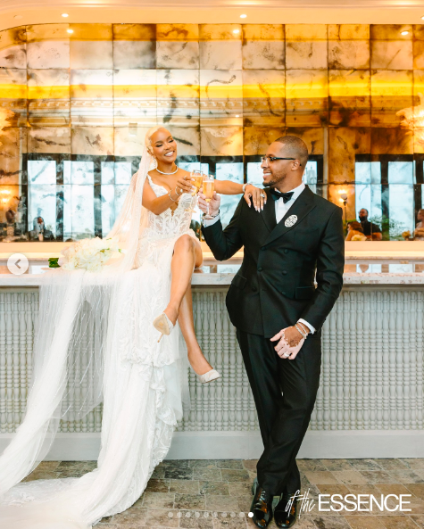 LeToya Luckett and Taleo Coles toasting on their wedding day, posted on August 1, 2024 | Source: Instagram/essence and letoyaluckett