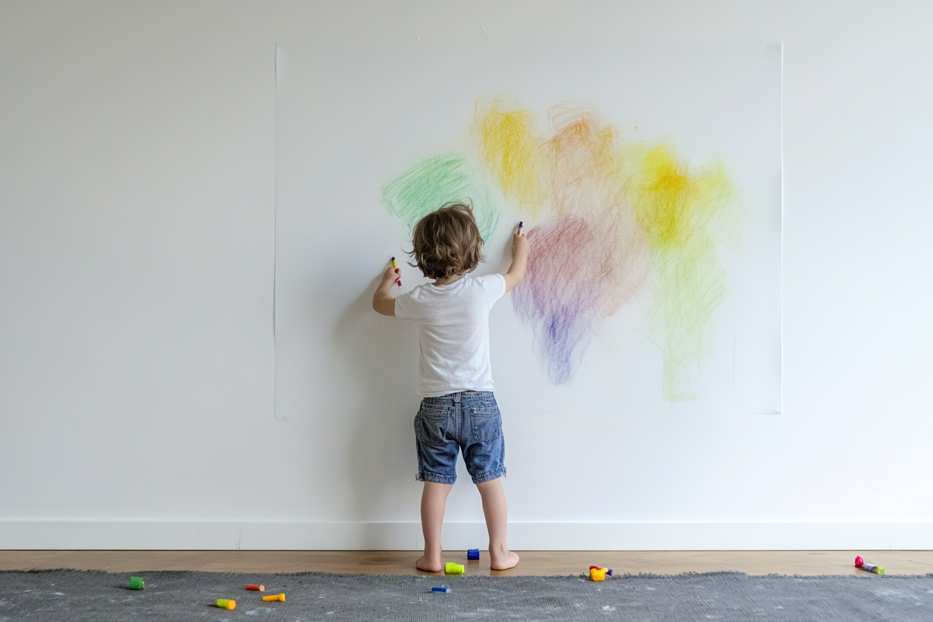 A child drawing on the wall | Source: Midjourney