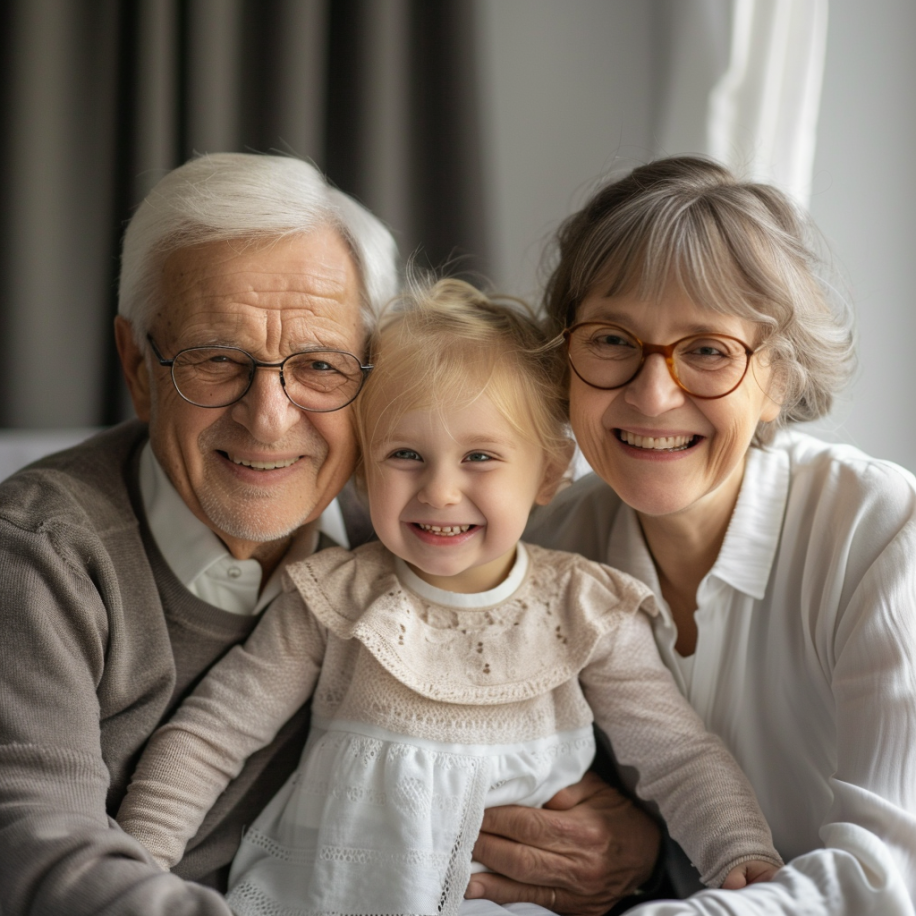 Grandparents with their little granddaughter | Source: Midjourney