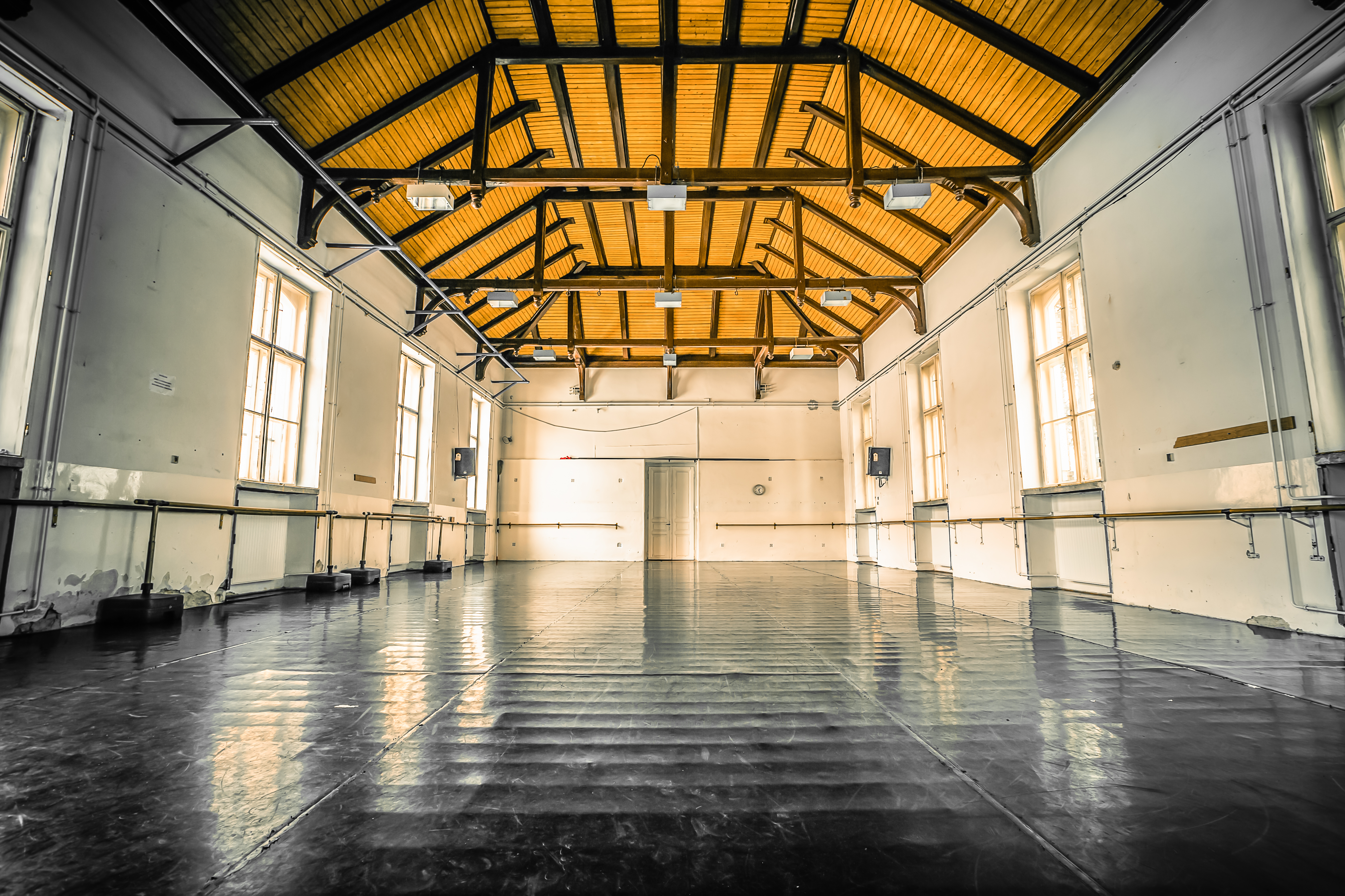 Old black dance hall floor. | Source: Shutterstock