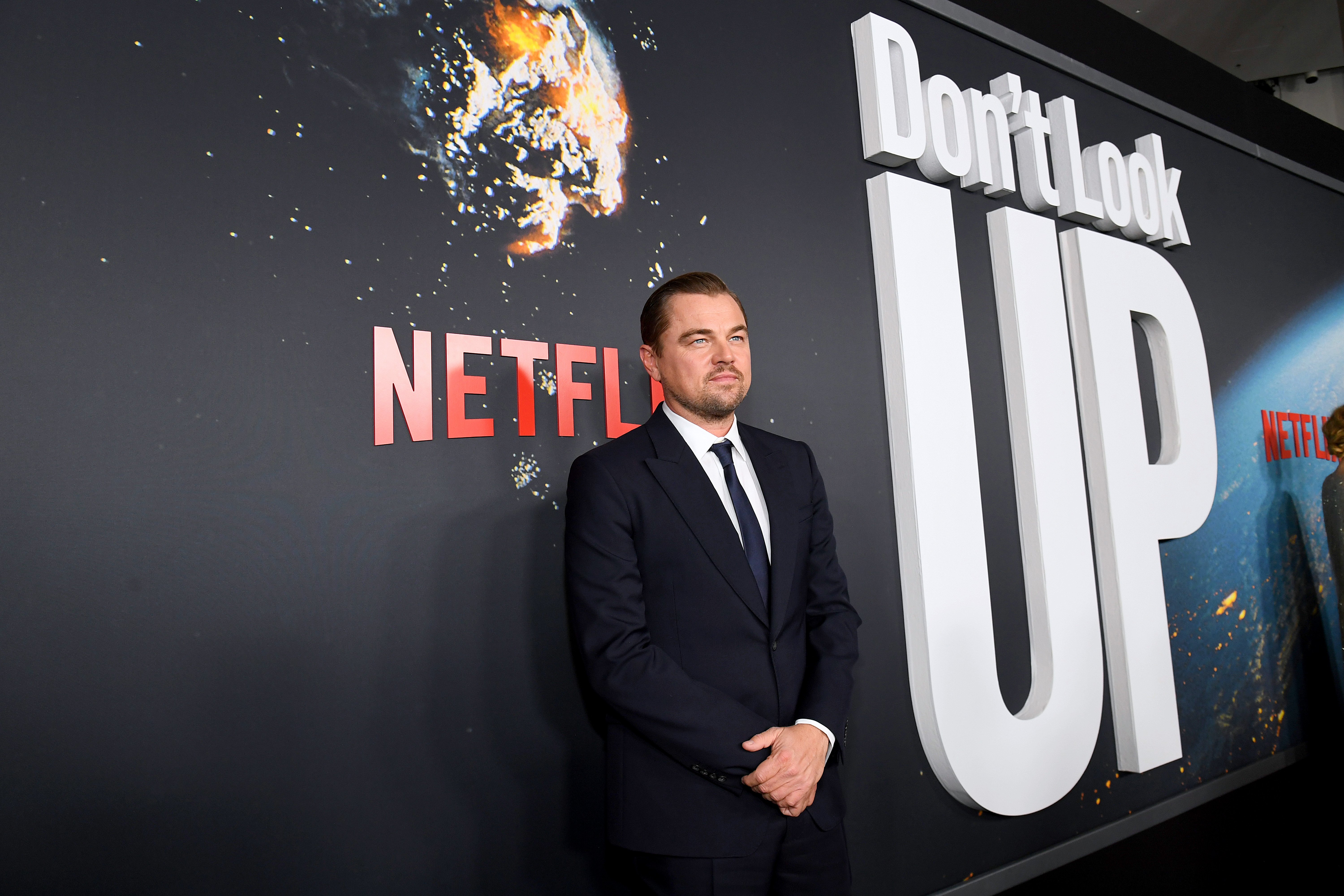 Leonardo DiCaprio posed at the "Don't Look Up" World Premiere in New York City | Source: Getty Images